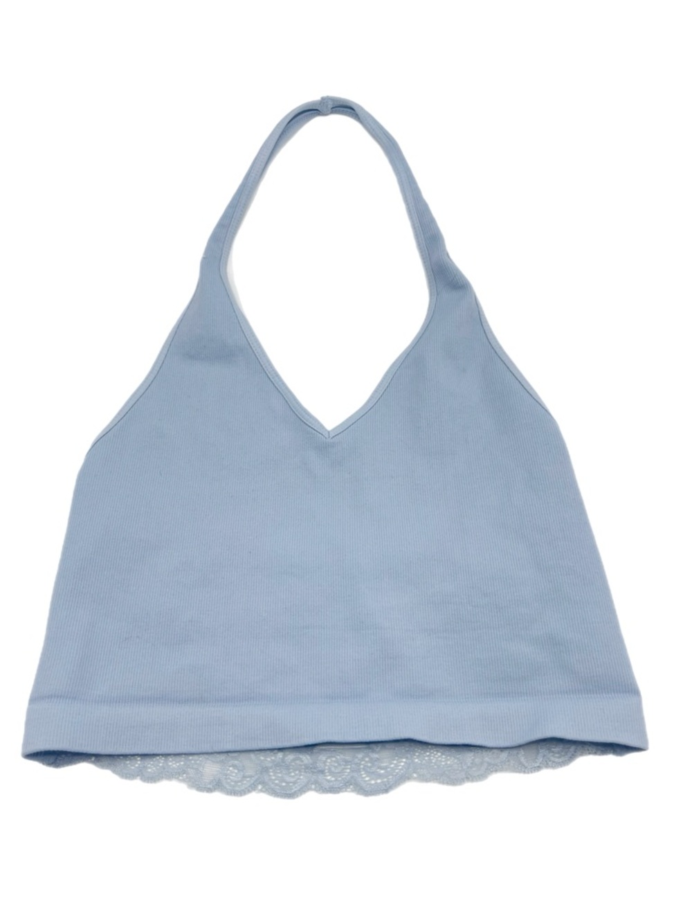 Nikibiki Lace Back Halter Crop Top Powder Blue NWT